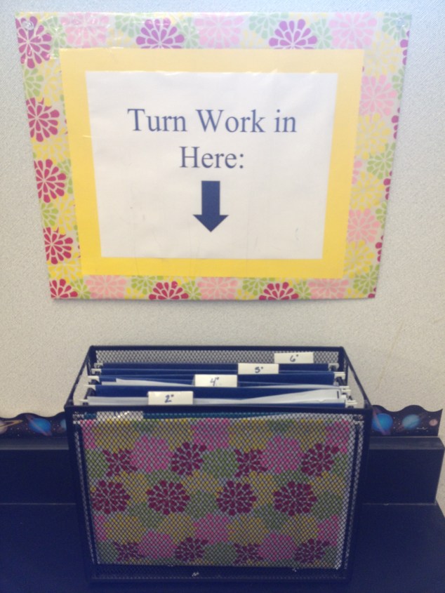 "In box" for collecting student work